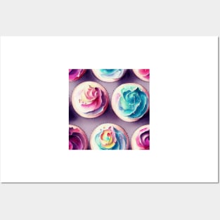 Watercolor cupcake pattern Posters and Art